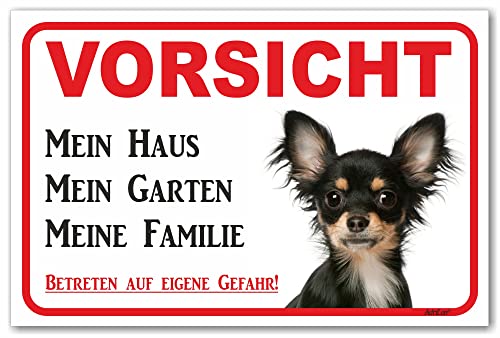 AdriLeo Schild - Vorsicht Chihuahua- Mein Haus - (15x20cm) / Achtung Familienhund Wachhund kleiner Hund von AdriLeo