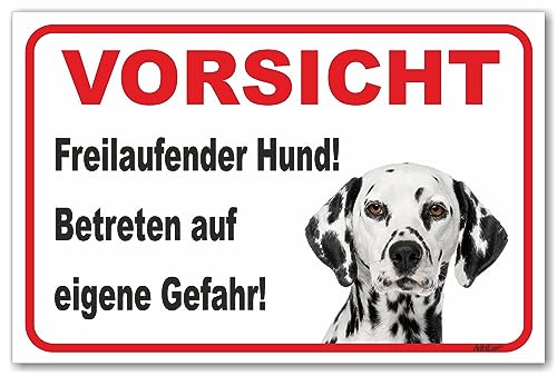 AdriLeo Schild - Vorsicht Dalmatiner schwarz/weiß - Freilaufender Hund - (20x30cm) / Achtung Wachhund von AdriLeo