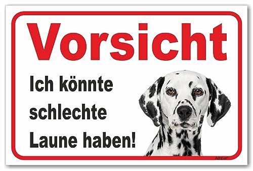 AdriLeo Schild - Vorsicht Dalmatiner schwarz/weiß - Schlechte Laune - (15x20cm) / Achtung Hund Wachhund von AdriLeo