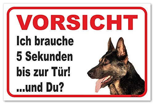 AdriLeo Schild - Vorsicht Deutscher Schäferhund - 5 Sekunden - (20x30cm) / Achtung Hund Wachhund von AdriLeo