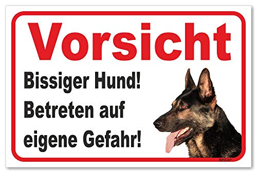 AdriLeo Schild - Vorsicht Deutscher Schäferhund - Bissiger Hund - (20x30cm) / Achtung Wachhund von AdriLeo