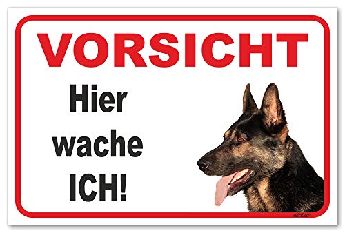 AdriLeo Schild - Vorsicht Deutscher Schäferhund - Hier wache ich - (20x30cm) / Achtung Hund Wachhund von AdriLeo