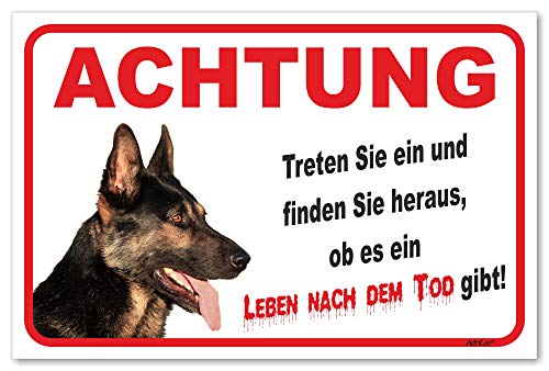 AdriLeo Schild - Vorsicht Deutscher Schäferhund - Leben nach dem Tod - (20x30cm) / Achtung Hund Wachhund von AdriLeo