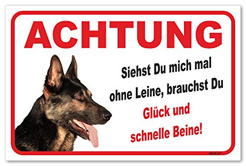 AdriLeo Schild - Vorsicht Deutscher Schäferhund - Ohne Leine - (15x20cm) / Achtung Hund Wachhund von AdriLeo