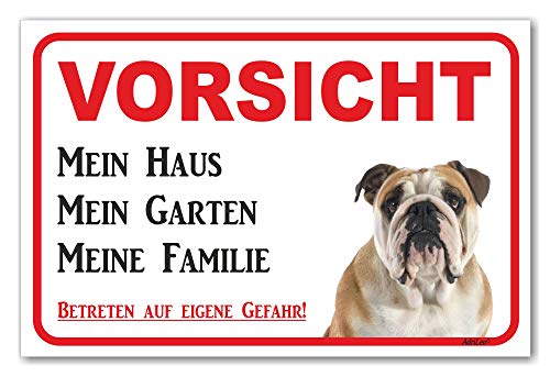 AdriLeo Schild - Vorsicht Englische Bulldogge - Mein Haus - (15x20cm) / Achtung Hund Wachhund von AdriLeo