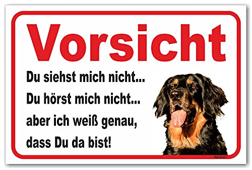 AdriLeo Schild - Vorsicht Hovawart - Du siehst mich nicht - (30x40cm) / Achtung Hund Wachhund robust langlebig UV-beständig wetterfestes Warnschild von AdriLeo