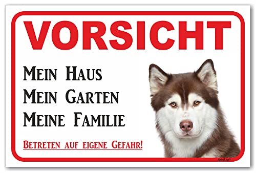 AdriLeo Schild - Vorsicht Husky - Mein Haus - (20x30cm) / Achtung Hund Wachhund Siberian darkred copper kupfer von AdriLeo