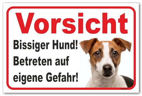 AdriLeo Schild - Vorsicht Jack Russell Terrier - Bissiger Hund - (15x20cm) / Achtung Wachhund robust langlebig UV-beständig wetterfestes Warnschild von AdriLeo