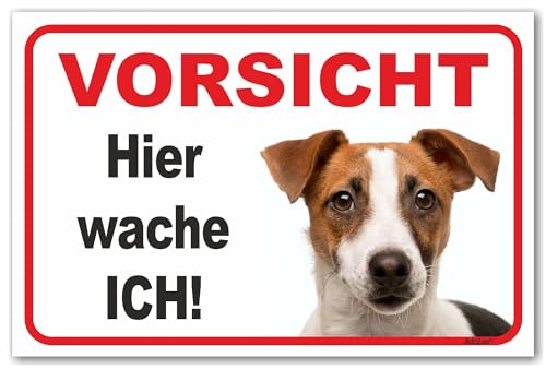AdriLeo Schild - Vorsicht Jack Russell Terrier - Hier wache ich - (20x30cm) / Achtung Hund Wachhund robust langlebig UV-beständig wetterfestes Warnschild von AdriLeo