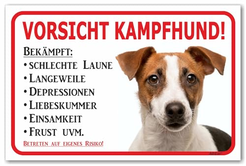 AdriLeo Schild - Vorsicht Jack Russell Terrier - Kampfhund - (15x20cm) / Achtung Hund Wachhund von AdriLeo