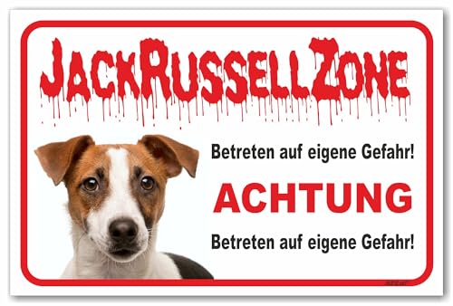 AdriLeo Schild - Vorsicht Jack Russell Terrier - Zone - (20x30cm) / Achtung Hund Wachhund robust langlebig UV-beständig wetterfestes Warnschild von AdriLeo