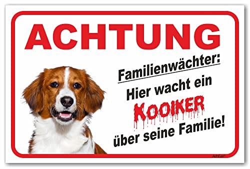 AdriLeo Schild - Vorsicht Kooiker - Familienwächter - (15x20cm) / Achtung Hund Wachhund Nederlandse Kooikerhondje von AdriLeo