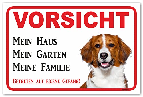 AdriLeo Schild - Vorsicht Kooiker - Mein Haus - (15x20cm) / Achtung Hund Wachhund Nederlandse Kooikerhondje von AdriLeo