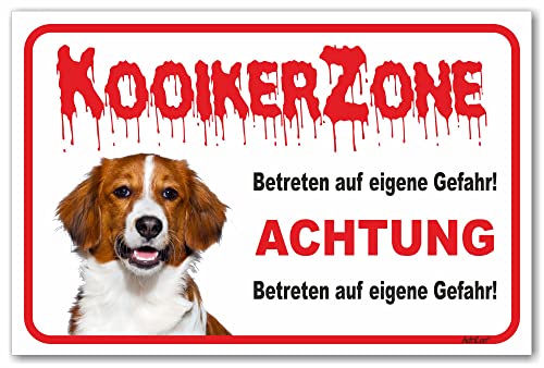 AdriLeo Schild - Vorsicht Kooiker - Zone - (15x20cm) / Achtung Hund Wachhund Nederlandse Kooikerhondje von AdriLeo