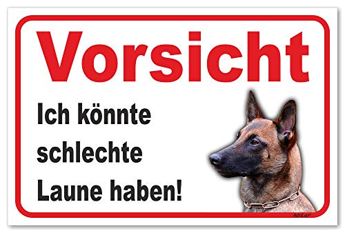 AdriLeo Schild - Vorsicht Malinois - Schlechte Laune - (20x30cm) / Achtung Hund Wachhund von AdriLeo