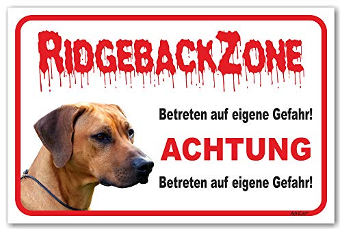 AdriLeo Schild - Vorsicht Rhodesian Ridgeback - Zone - (20x30cm) / Achtung Hund Wachhund robust langlebig UV-beständig wetterfestes Warnschild von AdriLeo