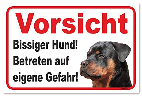 AdriLeo Schild - Vorsicht Rottweiler - Bissiger Hund - (40x60cm) / Achtung Wachhund von AdriLeo