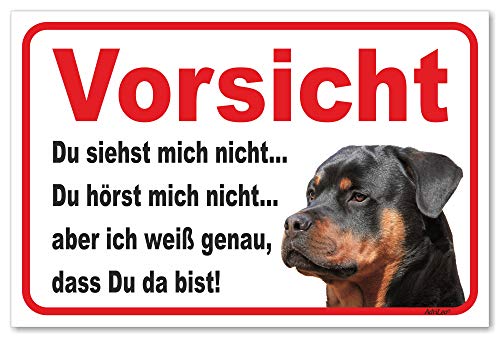 AdriLeo Schild - Vorsicht Rottweiler - Du siehst mich nicht - (15x20cm) / Achtung Hund Wachhund von AdriLeo