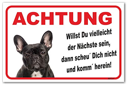 AdriLeo Schild - Vorsicht schwarze französische Bulldogge - Der Nächste - (15x20cm) / Achtung Hund Wachhund von AdriLeo