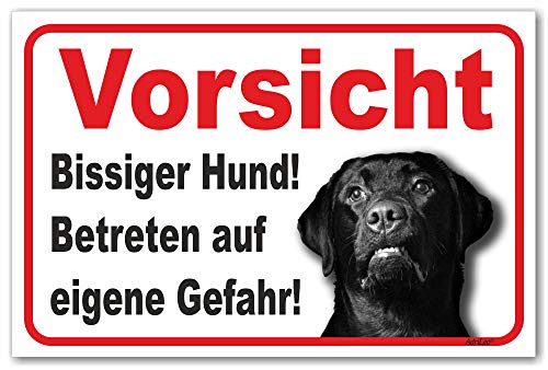 AdriLeo Schild - Vorsicht schwarzer Labrador Retriever - Bissiger Hund - (30x40cm) / Achtung Wachhund von AdriLeo