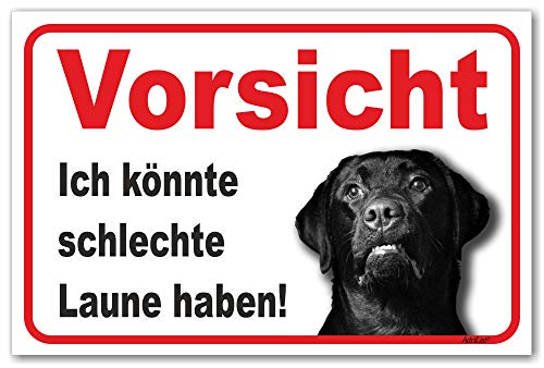 AdriLeo Schild - Vorsicht schwarzer Labrador Retriever - Schlechte Laune - (40x60cm) / Achtung Hund Wachhund von AdriLeo