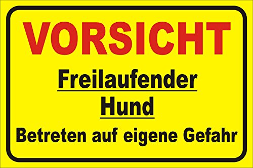 AdriLeo Schild: Vorsicht freilaufender Hund 15x20, 20x30 oder 30x40 Hund (15x20cm) von AdriLeo