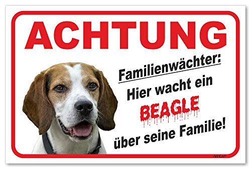 AdriLeo Schild - Vorsicht Beagle - Familienwächter - (20x30cm) / Achtung Hund Wachhund von AdriLeo