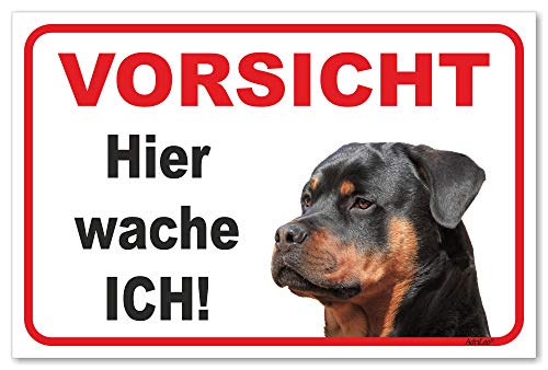 AdriLeo Schild - Vorsicht Rottweiler - Hier wache ich - (15x20cm) / Achtung Hund Wachhund von AdriLeo