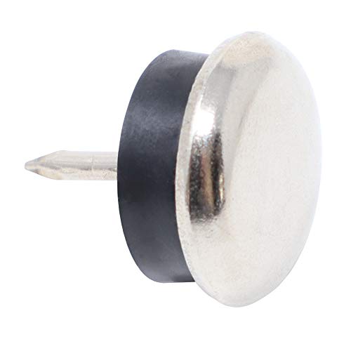Adsamm® / 32 x Metallgleiter mit Puffer und Nagel / Silber / Ø 20 mm / rund / Möbelgleiter zum Nageln von Adsamm