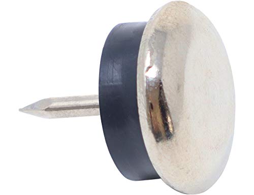 Adsamm® / 100 x Metallgleiter mit Puffer und Nagel / Silber / Ø 18 mm / rund / Möbelgleiter zum Nageln von Adsamm