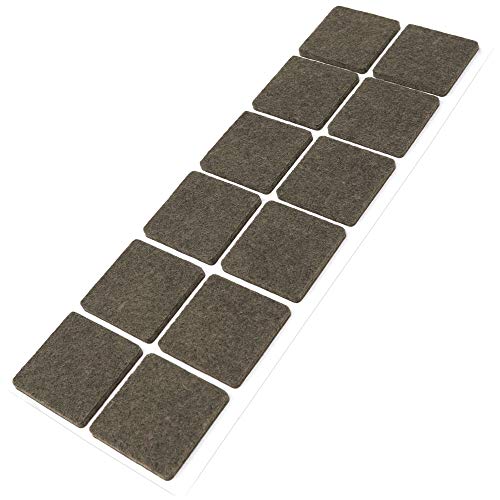 Adsamm® / 12 x Selbstklebende Filzgleiter/Braun / 35x35 mm/Quadratisch/Möbelgleiter aus Filz mit 3.5 mm Stärke/Möbel- und Bodengleiter von Adsamm