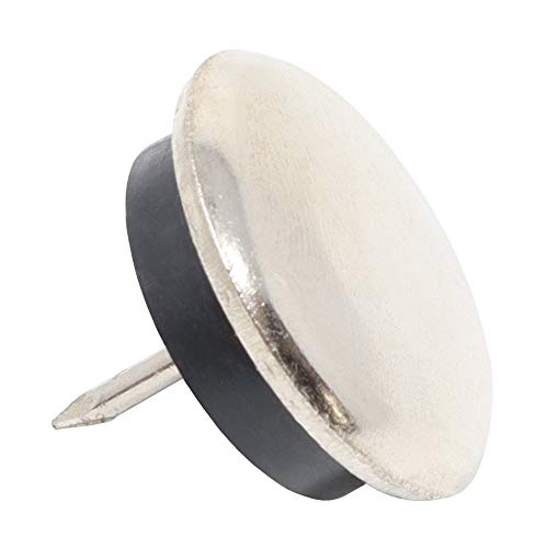 Adsamm® / 16 x Metallgleiter mit Puffer und Nagel / Silber / Ø 30 mm / rund / Möbelgleiter zum Nageln von Adsamm