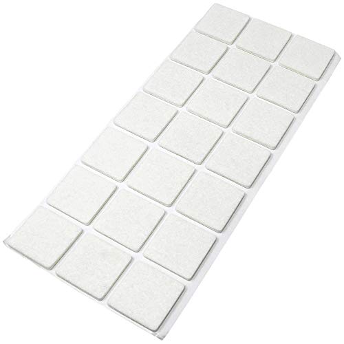 Adsamm® / 21 x Selbstklebende Filzgleiter/Weiß / 30x30 mm/Quadratisch/Möbelgleiter aus Filz mit 3.5 mm Stärke/Möbel- und Bodengleiter von Adsamm
