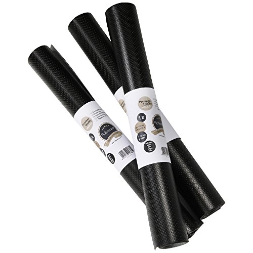 3 x Schubladenmatten von Adsamm® / stabile Antirutscheinlage mit 1.2 mm Stärke in Schwarz / 48 x 200 cm zum Zuschneiden/langfristiger Schutz für Laden, Fächer in Küche und Büro von Adsamm