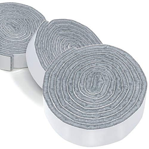 Adsamm® / 3 x Selbstklebende Filzbänder/Grau / 19x1000 mm/Streifen / 3.5 mm Starke Selbstklebende Filzstreifen/Bodengleiter zum Zuschneiden von Adsamm