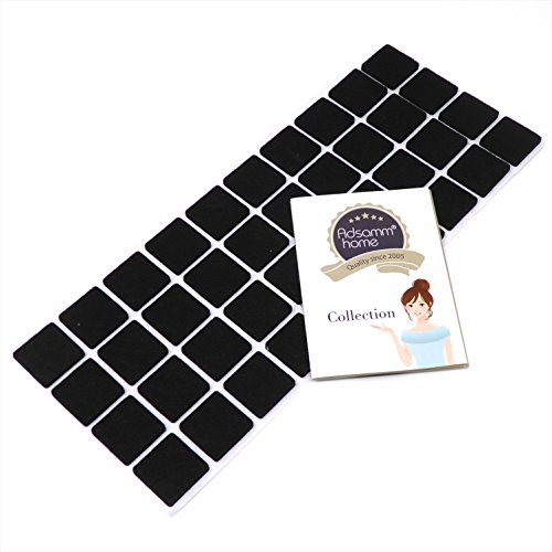 Adsamm® / 40 x Selbstklebende Filzgleiter/Schwarz / 25x25 mm/Quadratisch/Möbelgleiter aus Filz mit 3.5 mm Stärke/Möbel- und Bodengleiter von Adsamm