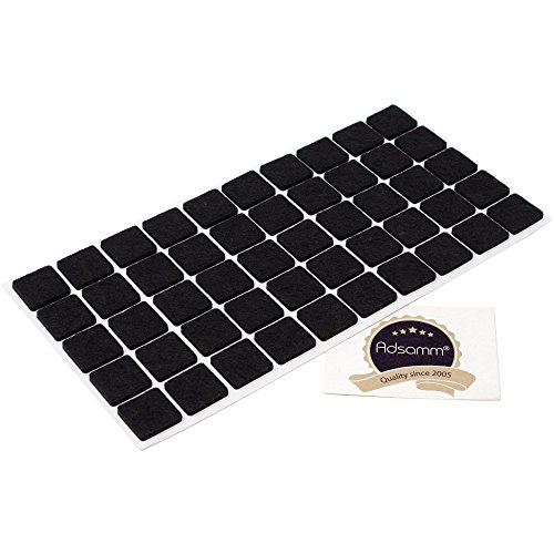 Adsamm® / 50 x Selbstklebende Filzgleiter/Schwarz / 20x20 mm/Quadratisch/Möbelgleiter aus Filz mit 3.5 mm Stärke/Möbel- und Bodengleiter von Adsamm