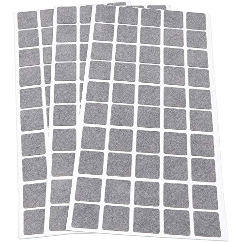 Adsamm® / 150 x Selbstklebende Filzgleiter/Grau / 20x20 mm/Quadratisch / 1.5 mm dünne Selbstklebende Möbelgleiter aus Filz von Adsamm