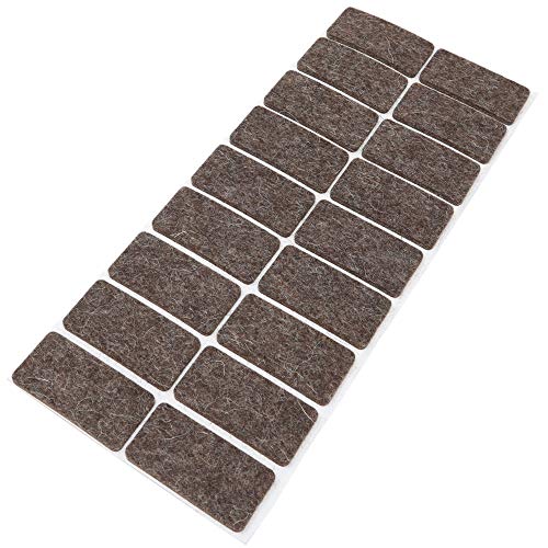 Adsamm® / 18 x Wollfilz-Möbelgleiter | 25x50 mm/Melange-Braun Natur/Rechteckig / 3 mm Starke Selbstklebende weiche Filzgleiter aus Naturfilz von Adsamm