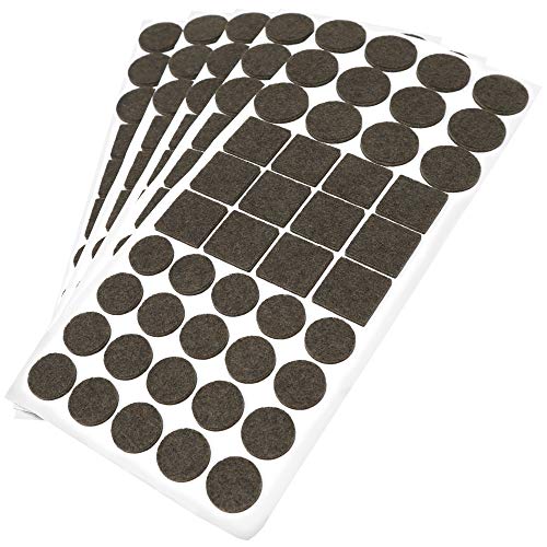 Adsamm® / 220 x Selbstklebende Filzgleiter/Braun/ø 20 mm/ø 28 mm / 25x25 mm/Rund, Quadratisch/Möbelgleiter aus Filz mit 3.5 mm Stärke/Möbel- und Bodengleiter von Adsamm