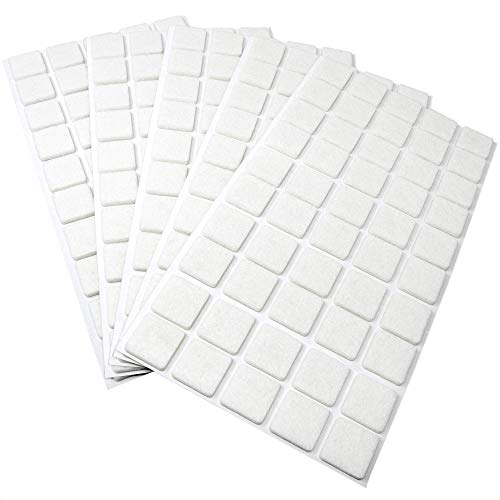 Adsamm® / 250 x Selbstklebende Filzgleiter/Weiß / 20x20 mm/Quadratisch/Möbelgleiter aus Filz mit 3.5 mm Stärke/Möbel- und Bodengleiter von Adsamm