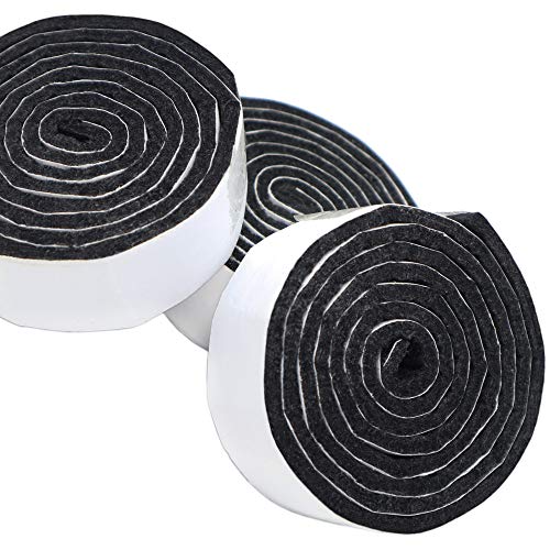 Adsamm® / 3 x Selbstklebende Filzbänder/Schwarz / 24x1000 mm/Streifen / 3.5 mm Starke Selbstklebende Filzstreifen/Bodengleiter zum Zuschneiden von Adsamm