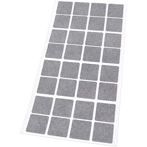 Adsamm® / 32 x Selbstklebende Filzgleiter/Grau / 25x25 mm/Quadratisch / 1.5 mm dünne Selbstklebende Möbelgleiter aus Filz von Adsamm