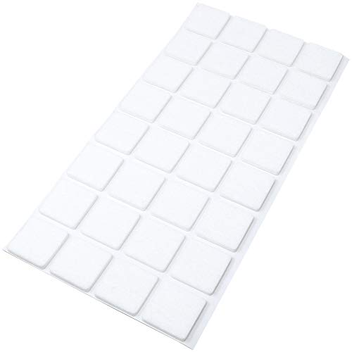 Adsamm® / 32 x Selbstklebende Filzgleiter/Weiß / 25x25 mm/Quadratisch/Möbelgleiter aus Filz mit 3.5 mm Stärke/Möbel- und Bodengleiter von Adsamm