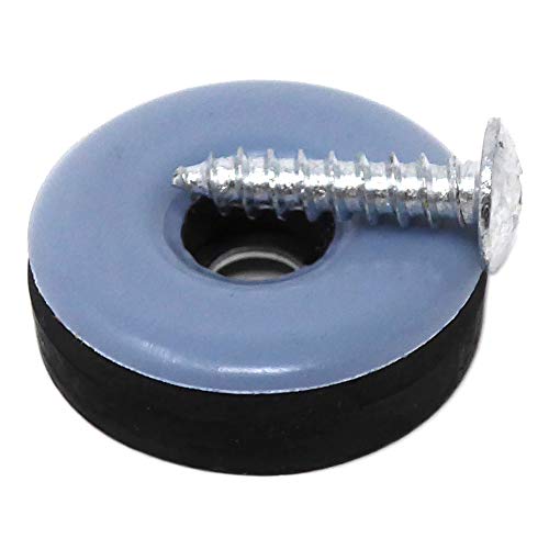 Adsamm® / 4 x PTFE-Möbelgleiter mit Schraube / Grau-Blau / Ø 25 mm / rund / Möbel- und Bodengleiter zum Schrauben von Adsamm
