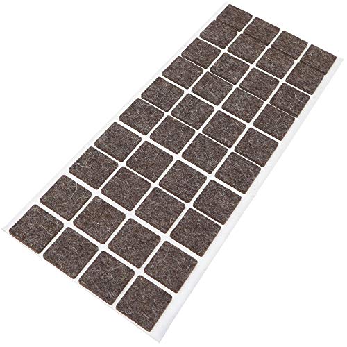 Adsamm® / 40 x Wollfilz-Möbelgleiter | 25x25 mm/Melange-Braun Natur/Quadratisch / 3 mm Starke Selbstklebende weiche Filzgleiter aus Naturfilz von Adsamm
