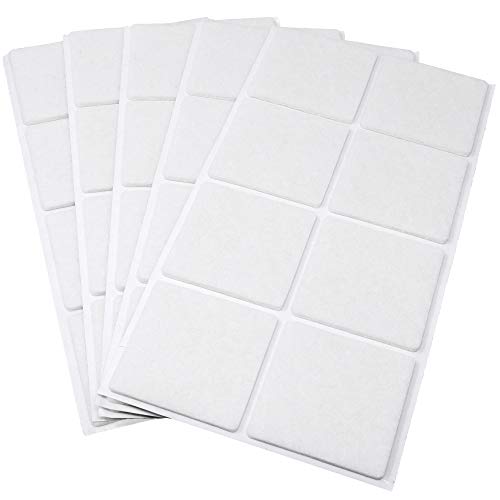 Adsamm® / 40 x selbstklebende Filzgleiter / Weiß / 50x50 mm / quadratisch / Möbelgleiter aus Filz mit 3.5 mm Stärke / Möbel- und Bodenschutz in Adsamm® Qualität von Adsamm