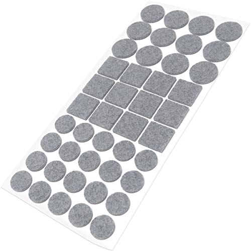 Adsamm® / 44 x Selbstklebende Filzgleiter/Grau/ø 20 mm/ø 28 mm / 25x25 mm/Rund, Quadratisch/Möbelgleiter aus Filz mit 3.5 mm Stärke/Möbel- und Bodengleiter von Adsamm