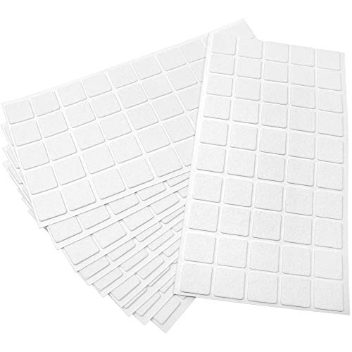 Adsamm® / 500 x Selbstklebende Filzgleiter/Weiß / 20x20 mm/Quadratisch / 1.5 mm dünne Selbstklebende Möbelgleiter aus Filz von Adsamm