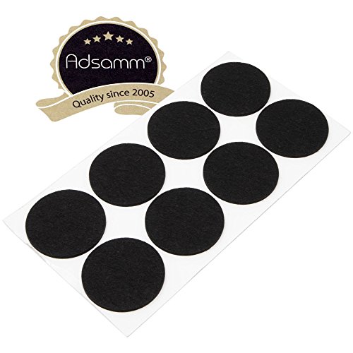 Adsamm® / 8 x Selbstklebende Filzgleiter/Schwarz/ø 60 mm/Rund/Möbelgleiter aus Filz mit 3.5 mm Stärke/Möbel- und Bodengleiter von Adsamm